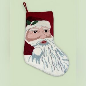 SANTA STOCKING Needle Point St. Nicholas Square/Kohls Christmas Santa Face 17”